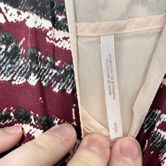 Free People Y2K Paisley Mini Dress Maroon Longsleeve Boho Women's Size Small‎ - Image 4