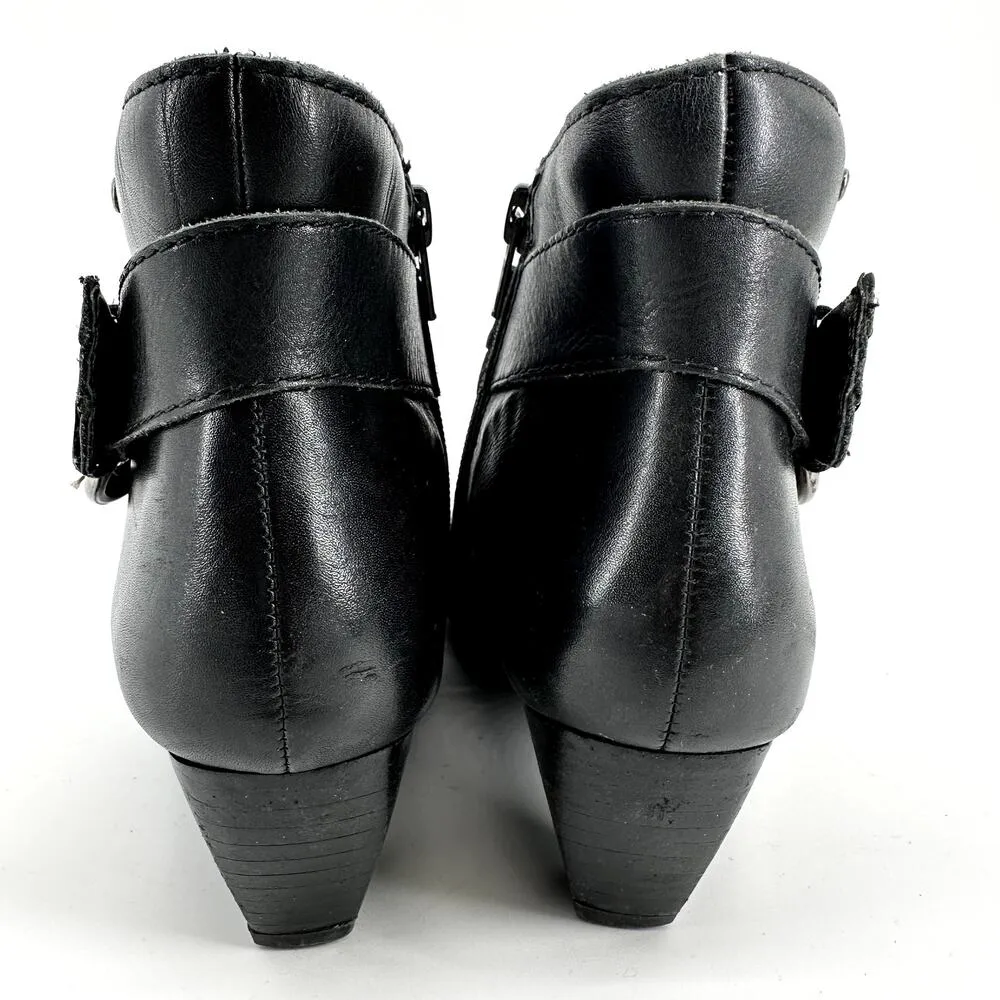 Pikolinos Ankle Bootie Pleated Buckle Almond Toe Heeled Leather EU 35 US 5 Black - Image 5