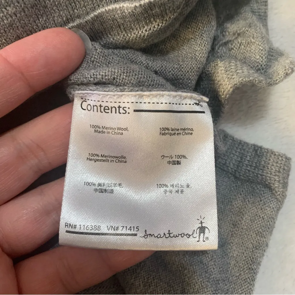 Smartwool size large wool Heather Gray Knit cowl neck long sleeve Pullover shirt - Image 10