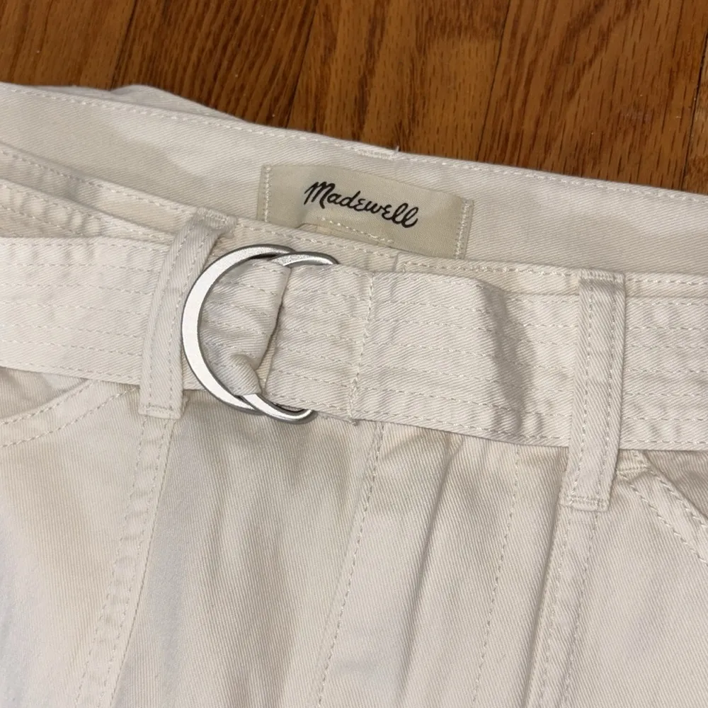 Madewell‎ Belted Slouchy Straight Cargo Pants in Garment Dye Ivory size 26 NWT - Image 8