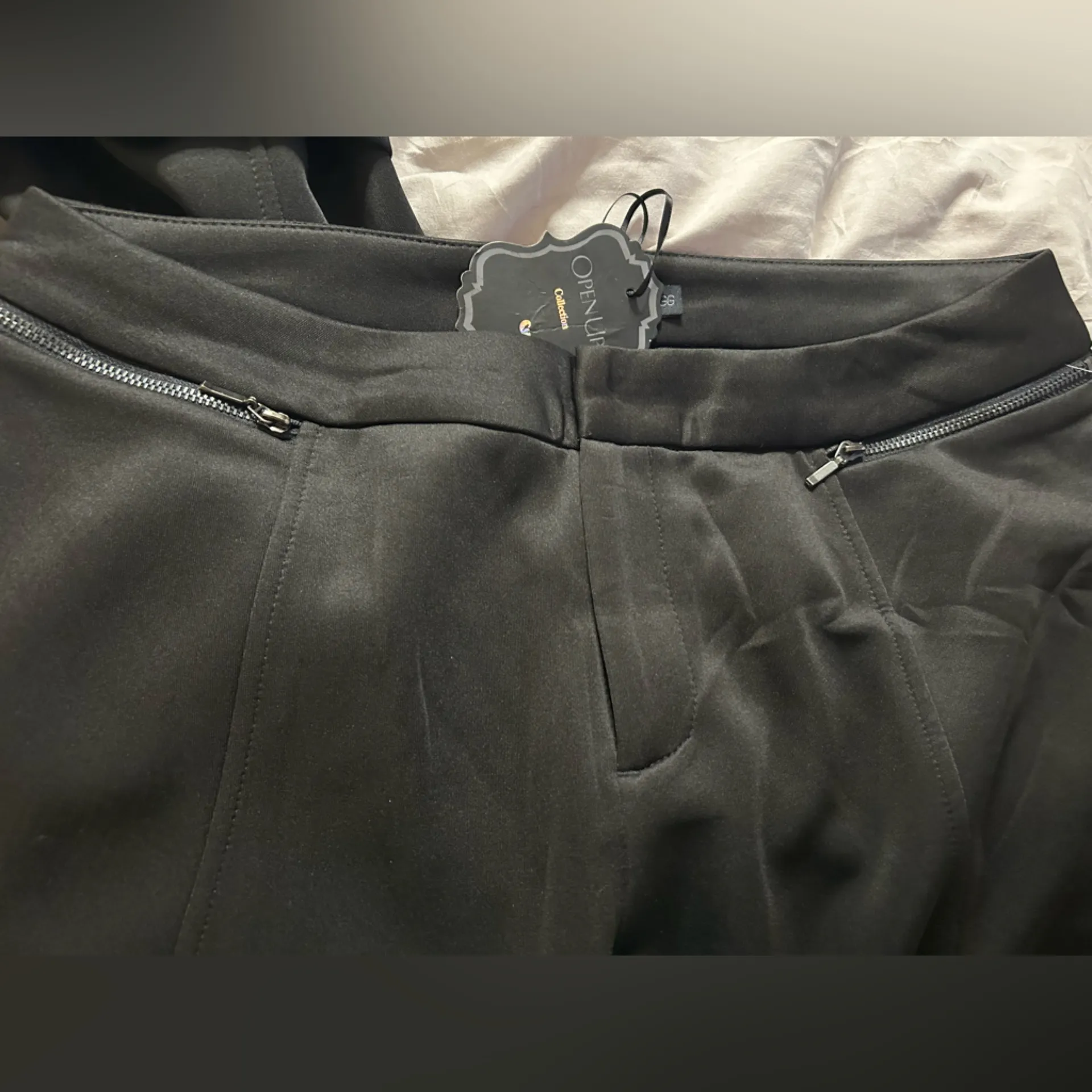 NEW Open Up Black Skinny Zipper Pockets Zippered Pants 32” waist 28” inseam - Image 5