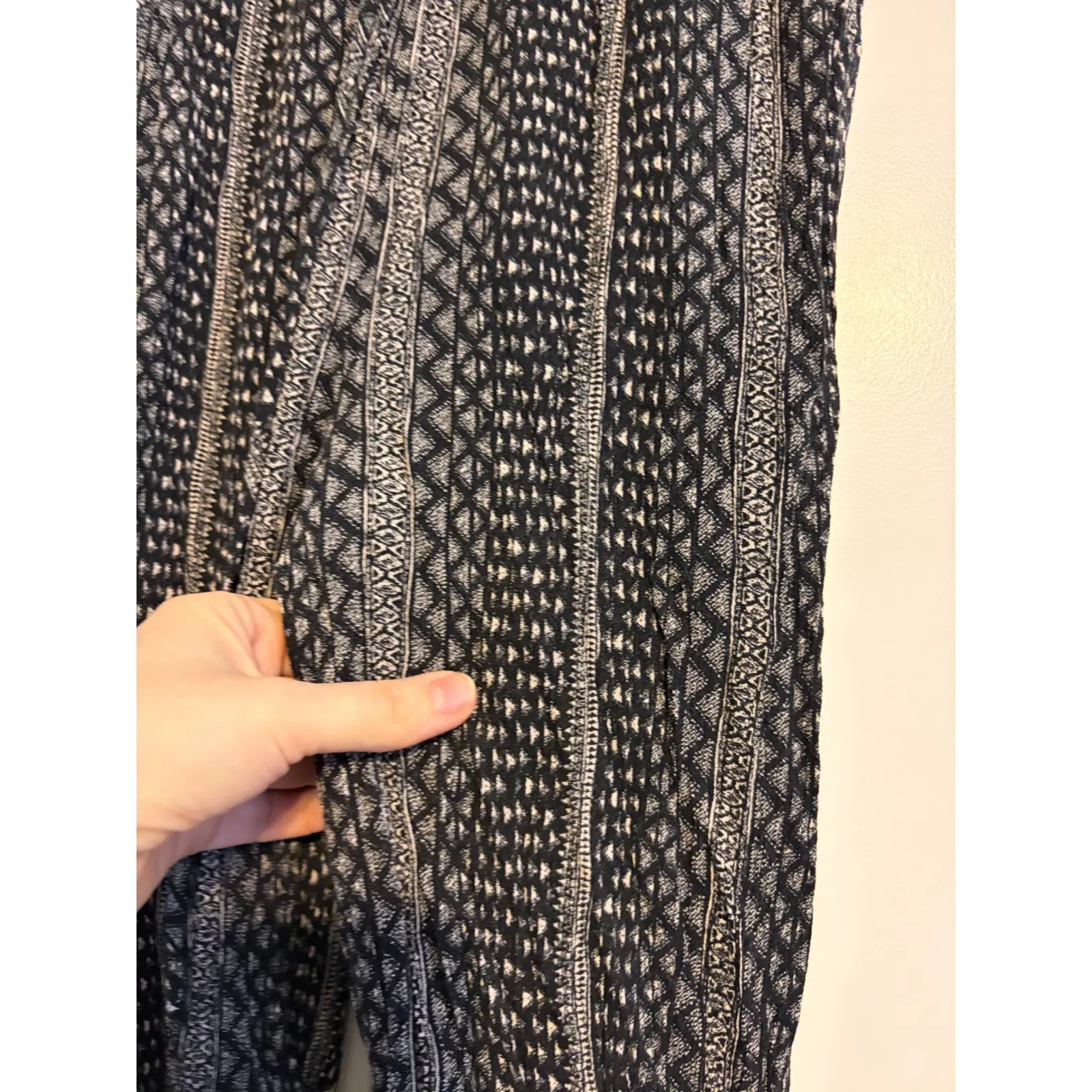 Paper Crane Patterned Flare Pants Boho Elastic Waist Drawstring Womens Small - Image 6