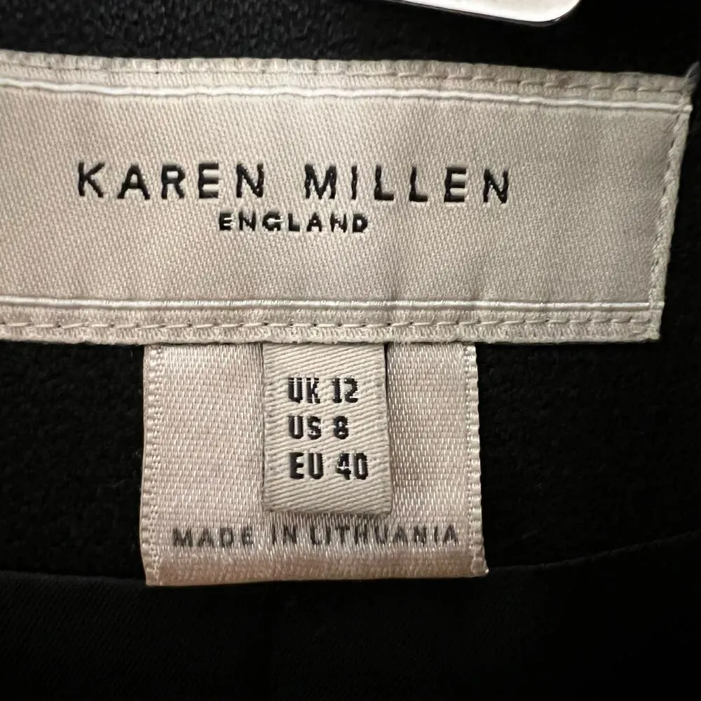 Karen Millen Black Wool Blend Single Breasted Belted Trench Coat Size 8 - Image 8