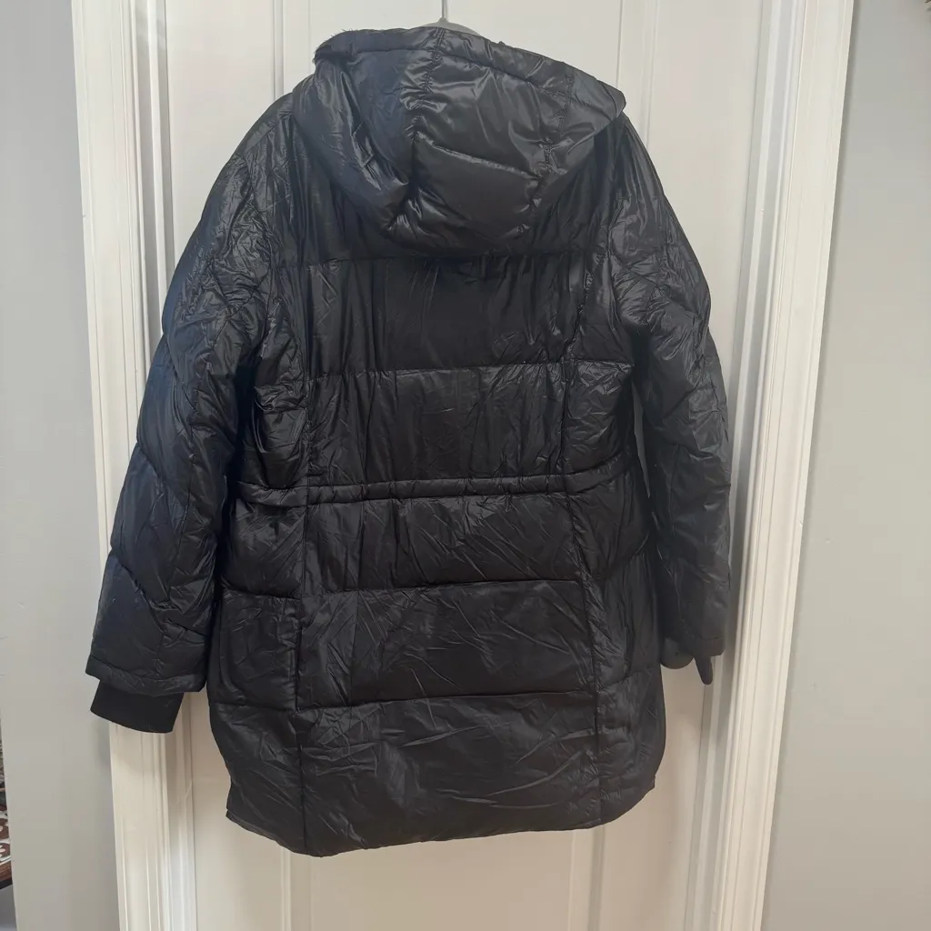 French Connection  size XL‎ Black Lightweight Down Puffer Coat Hooded Jacket - Image 11