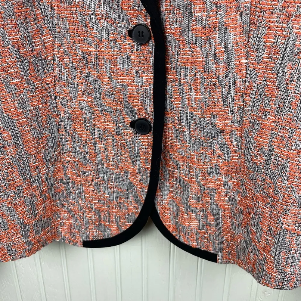 Anne Klein Women's Navy Blue Orange Tweed Blazer Jacket Size 8 Business Preppy - Image 6