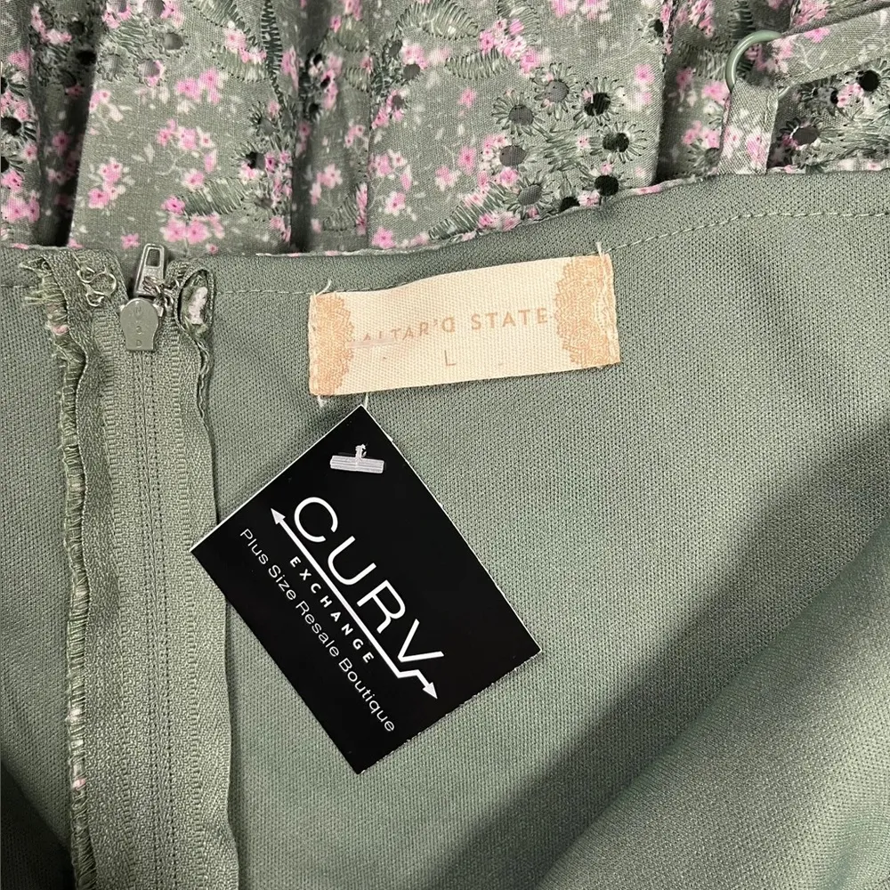 Altar'd State Green Floral Mini Dress - Size L - Image 3