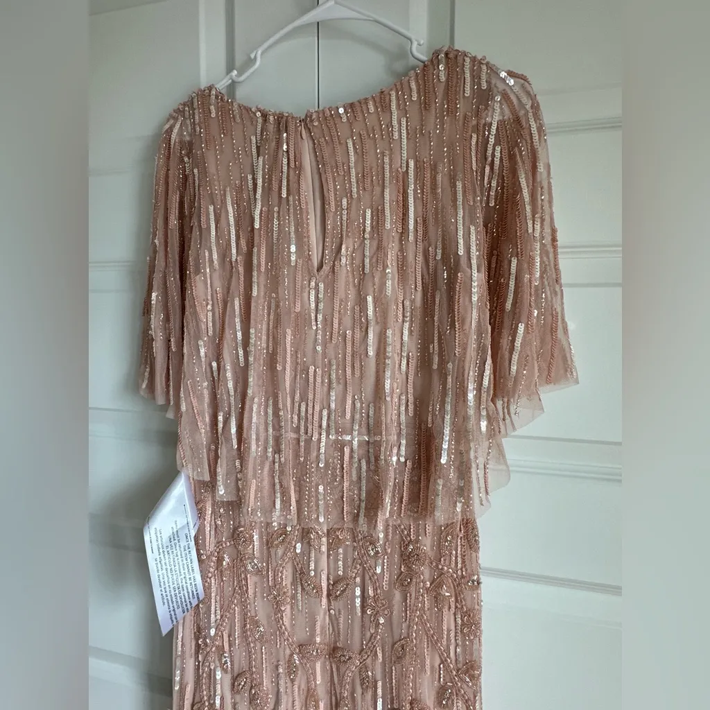 Mac Duggal  Embellished Cap Sleeve‎ Sequin Flutter Sleeve Column Gown - NWT - Image 8