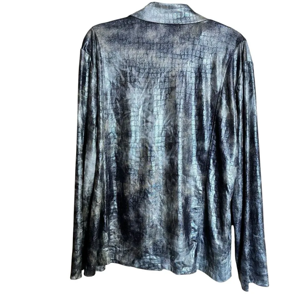 Chicos Travelers Zippered Jacket Women XL 3 Multicolor Metallic Art To Wear - Image 6