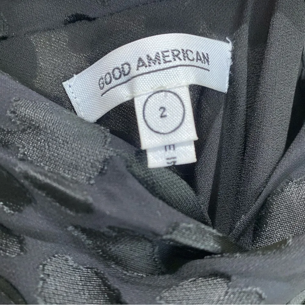 GOOD AMERICAN Velvet Burnout Dress Black Leopard Asymmetric Cowl Size 2 Medium - Image 6