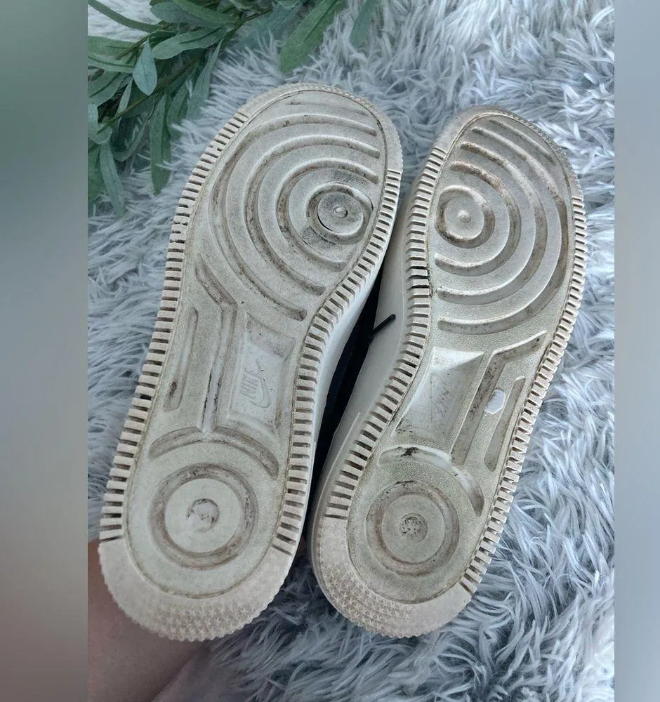 Nike Womens Air Force 1 Sage Night Black Suede Chunky Platform Sneakers - Image 6