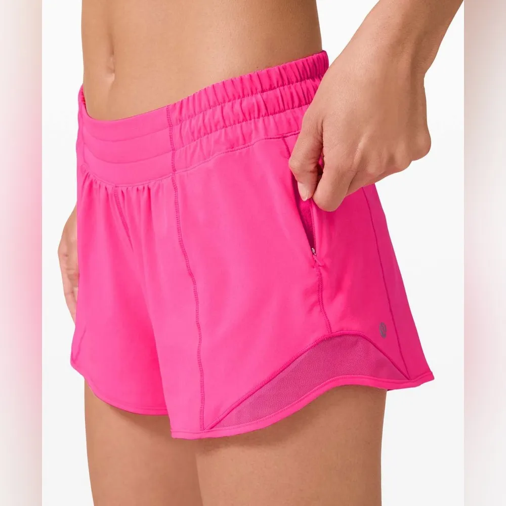 Lululemon Hotty Hot Shorts II 4" Pink Highlight neon mid-rise running workout - Image 2