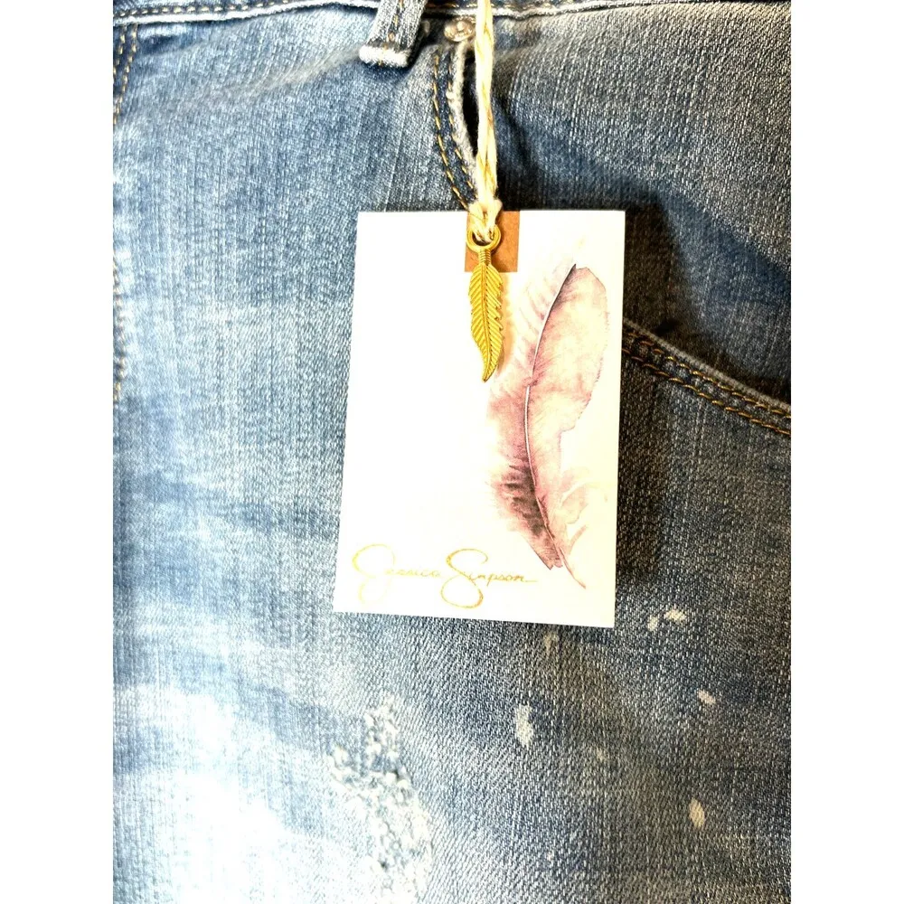 Jessica Simpson Women's Monroe Boyfriend Cuffed Blue Jeans 25 Pants NWT - Image 2