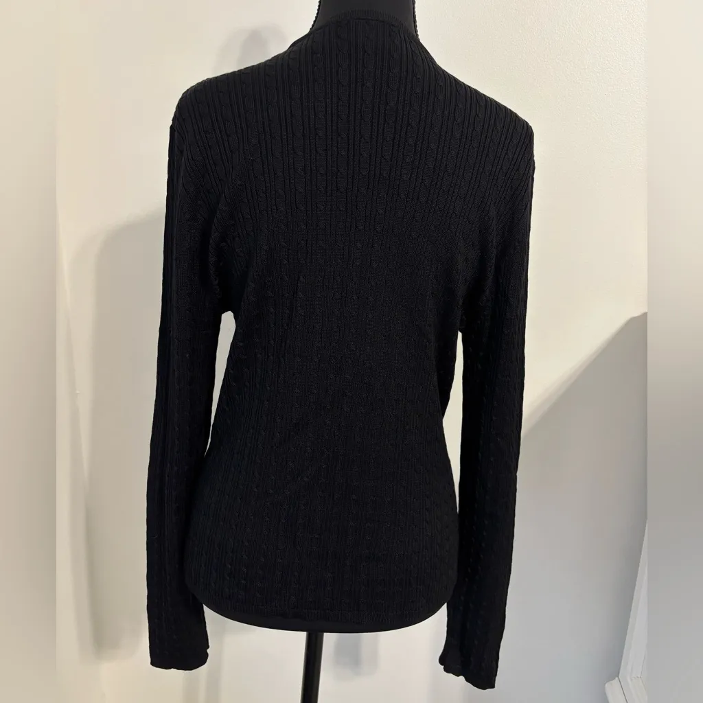 Preview Collection Black lightweight Cable Knit Cardigan 100% Silk size medium - Image 3