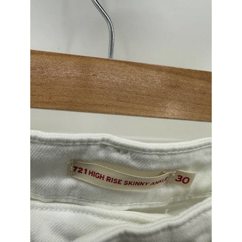 Levi's 721 High-Rise Ankle Skinny Iced Out White Denim Jeans Women's Size 30 - Image 6