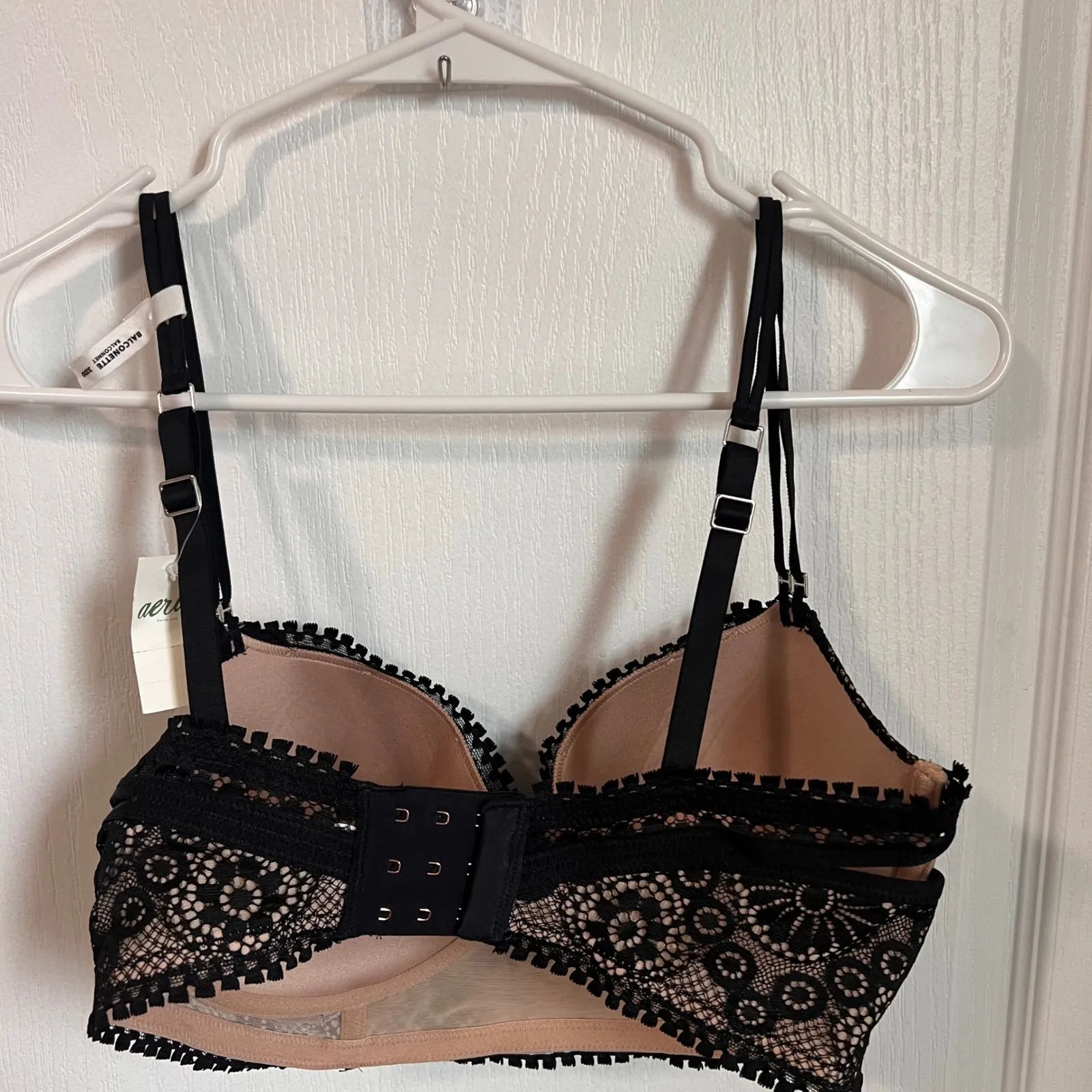 Aerie‎ Black Lace Balconette Bra Size 32DD Push Up Lingerie Sexy NWT - Image 6