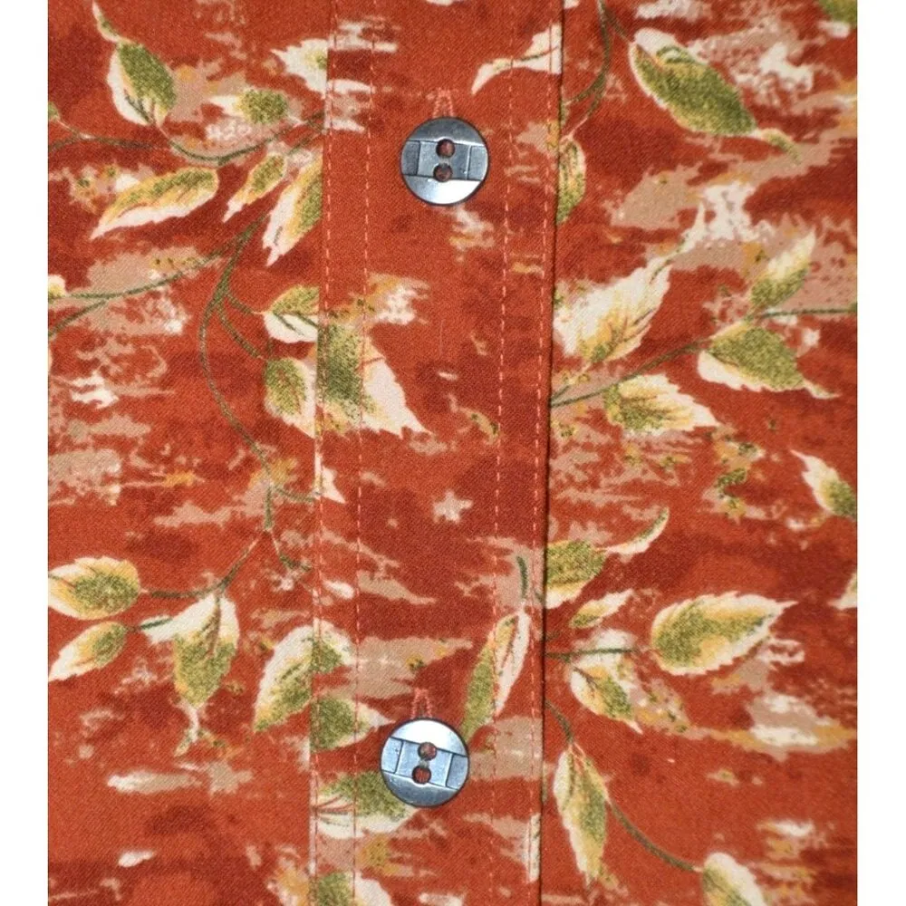 NWT Lemon Grass Ladies M Burnt Orange Lightweight Jacket Button Up Leaf Pattern - Image 4