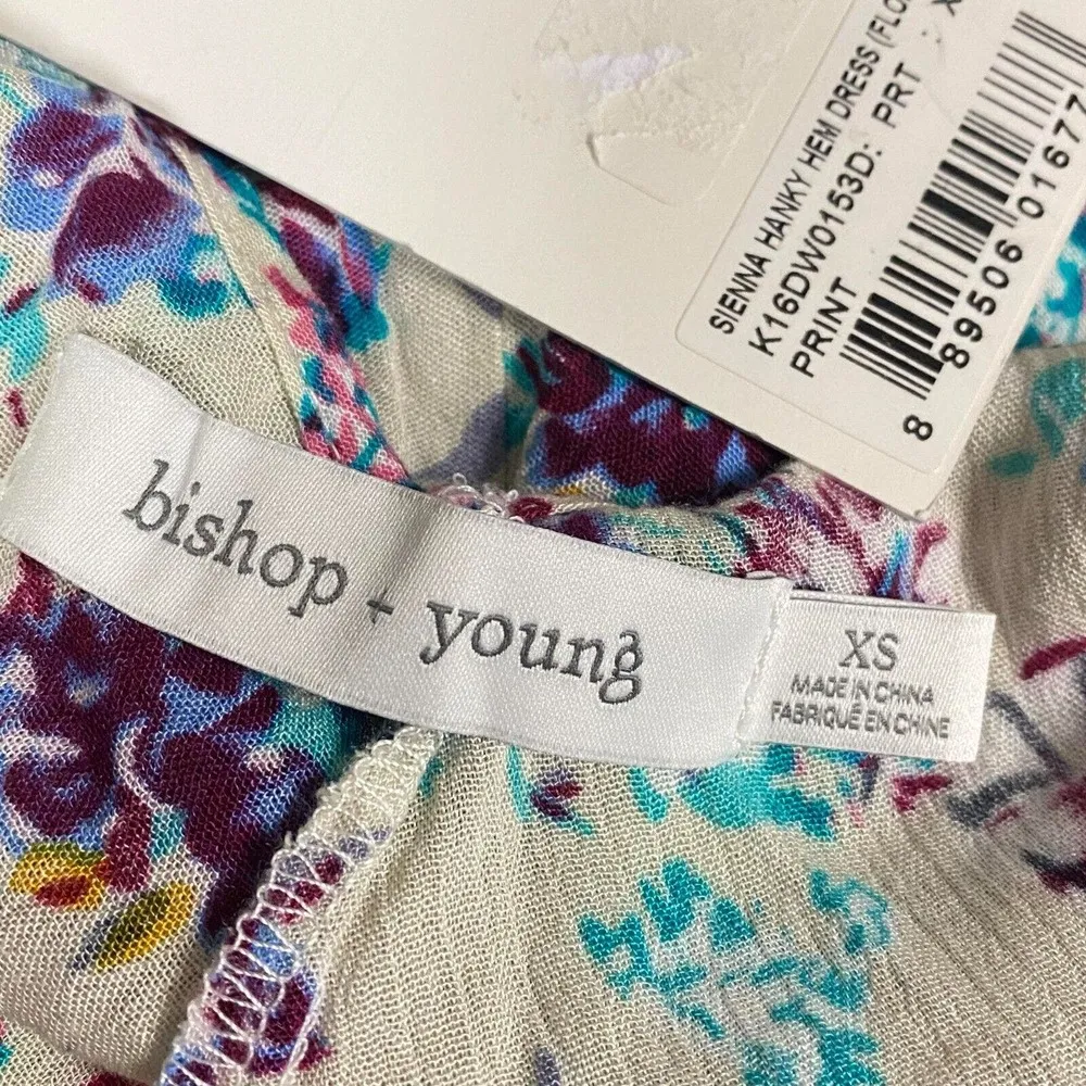 Bishop + Young women's midi dress floral multi color size xs Asymmetric Hem - Image 13