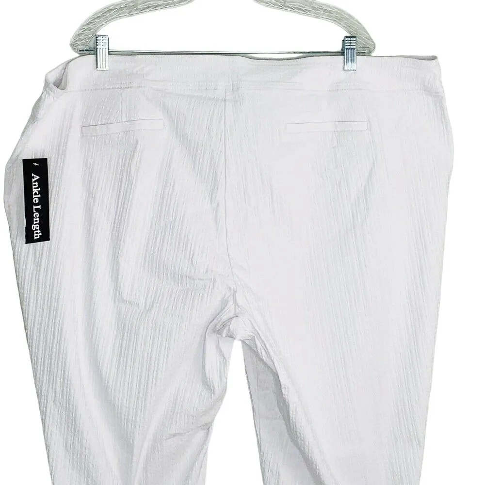 Ashley Stewart Pants Size 28 White Seersucker Ankle Length Pants New - Image 6