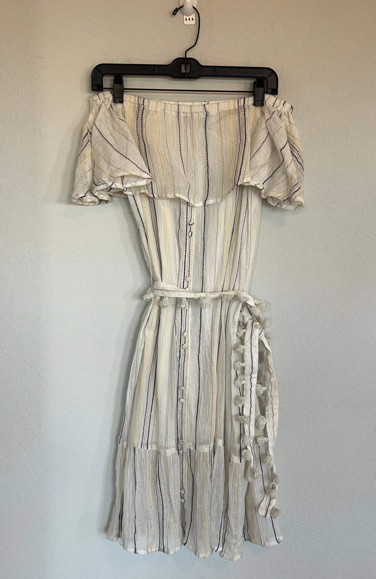 Cotton Blend Striped Off Shoulder Dress Size XS - Image 2