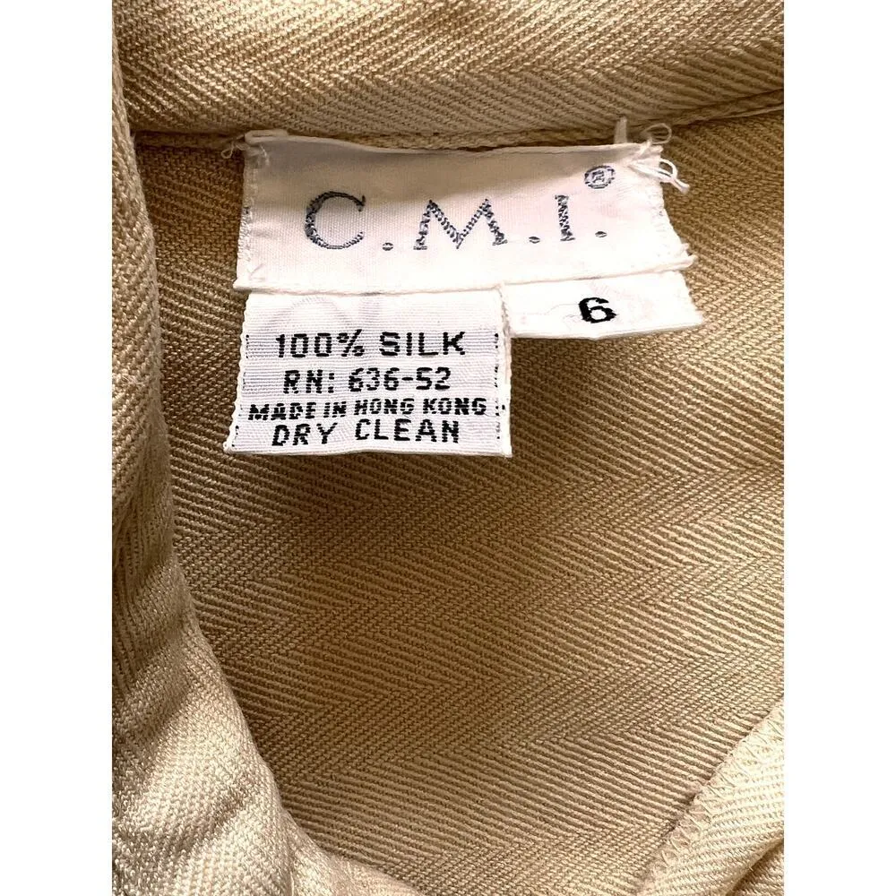 Vintage CMI silk shirt dress cream 3/4 sleeves classic core, Business casual Size 6 - Image 5