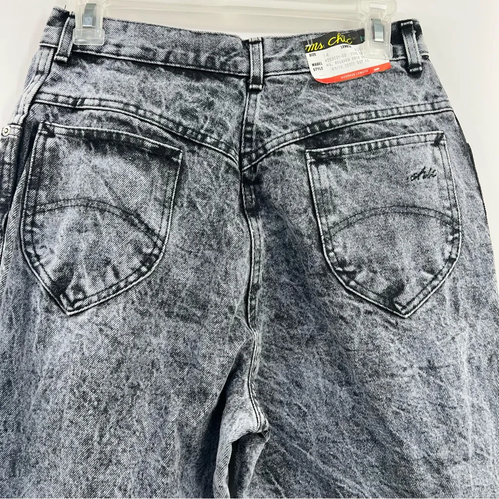 vintage chic made in USA grey acid wash jeans high rise mom jean size 14 NOS Gray - Image 4