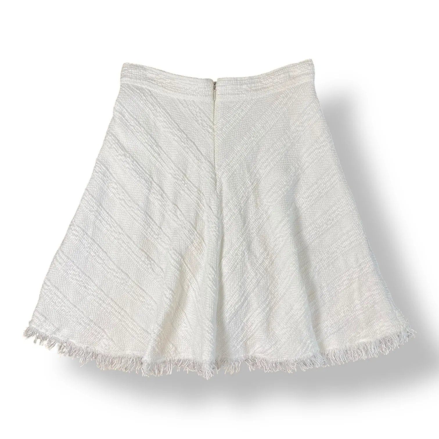 Rebecca Taylor Tweed Frayed Hem Skirt Womens‎ Size 4 Ivory Boho - Image 5