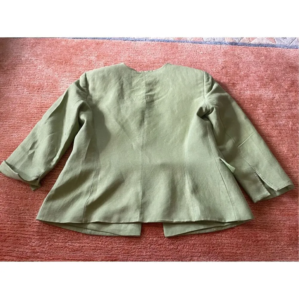 EMILY Linen jacket with buttons and lining M Green Size M - Image 8