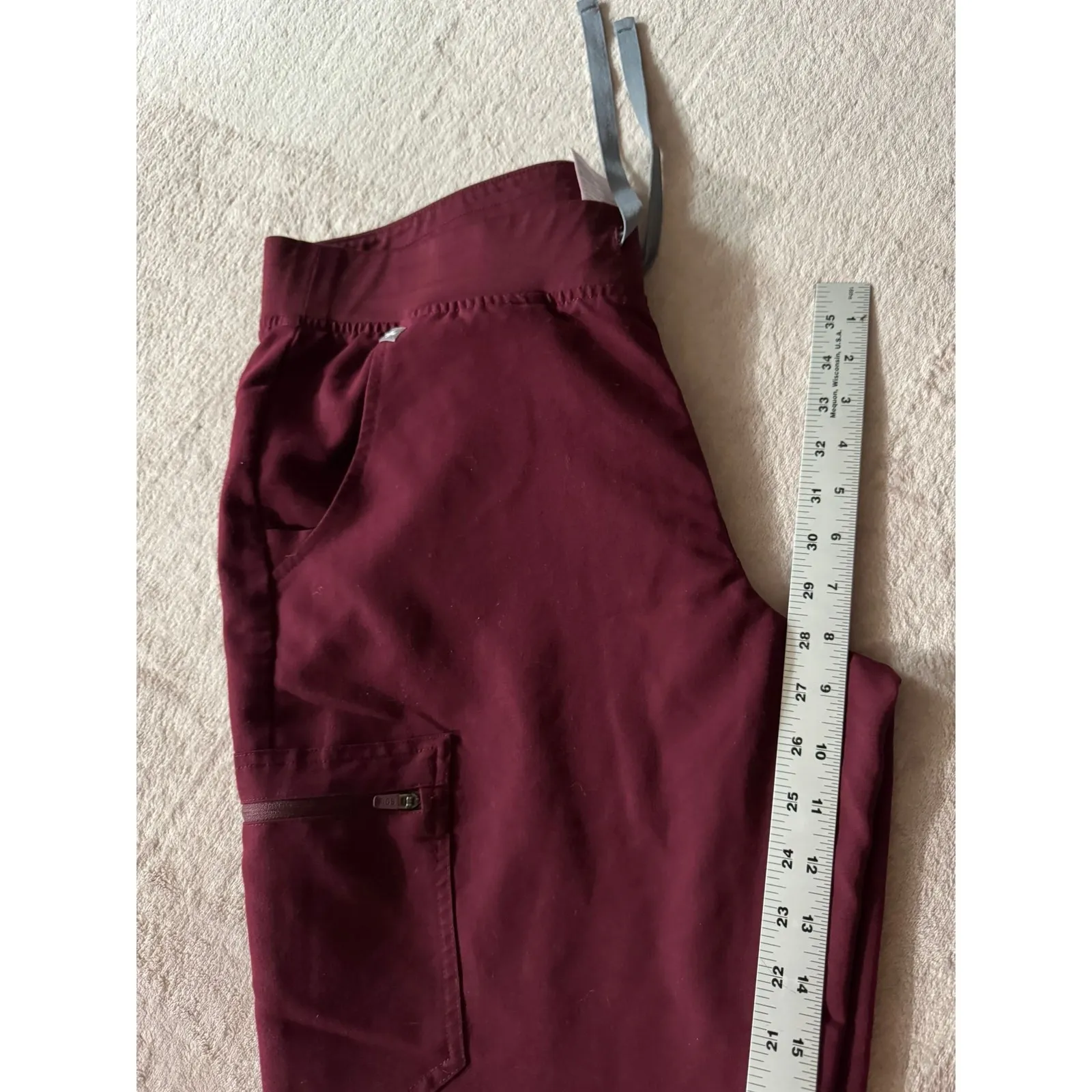 FIGS Catarina Jogger Scrub Pants‎ Zipper Pockets Burgundy Medical Size L - Image 8