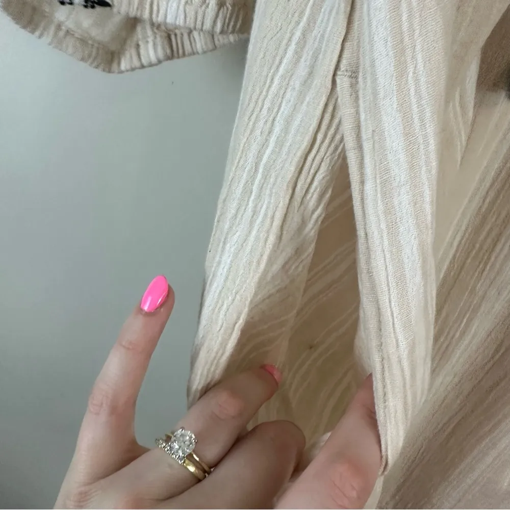 Garnet Hill | Tan Embroidered Gauze Popover Dress Size 6 - Image 5