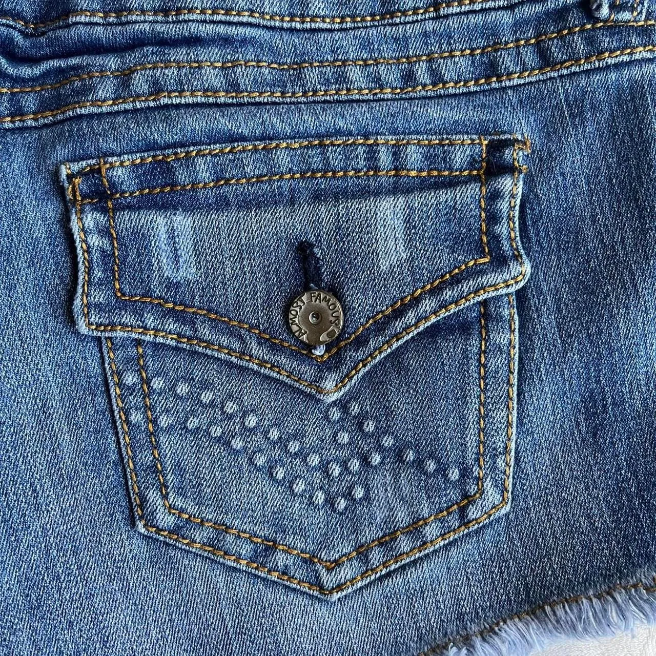 Vintage Y2K indie grunge Almost Famous blue denim low rise shorts size 11 - Image 5