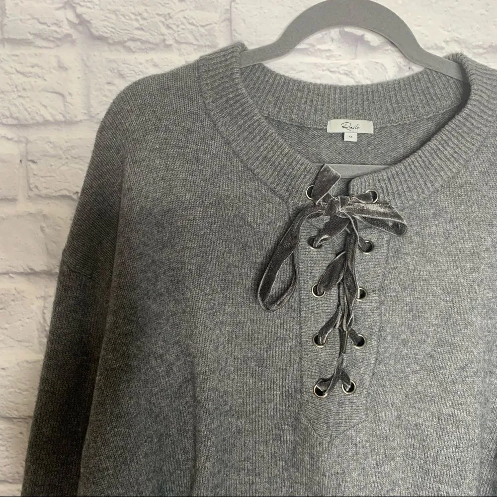 Rails Cashmere Wool Blend Olivia Lace Up Sweater C32 - Image 9
