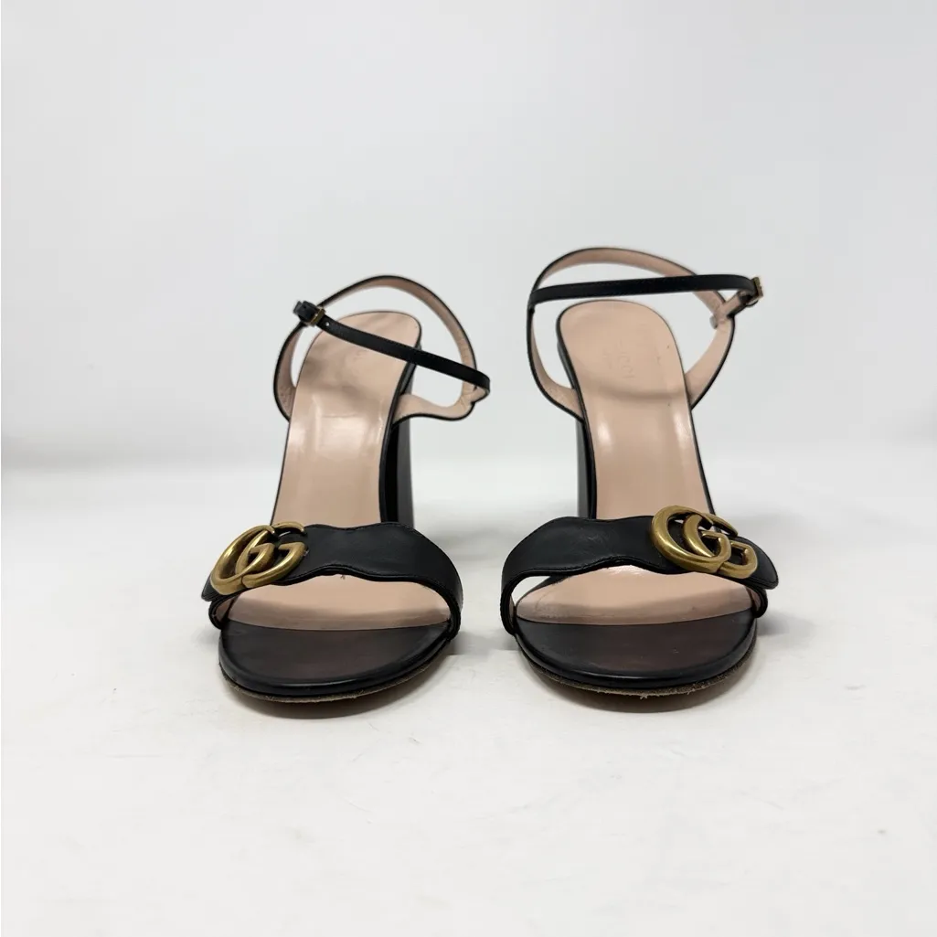 Gucci Marmont Sandals Black Leather Interlocking GG Size 40.5 - Image 10