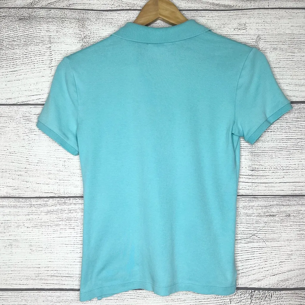 Lauren Ralph Lauren Light Blue Polo Shirt Size Petite Small Casual Short Sleeve - Image 9
