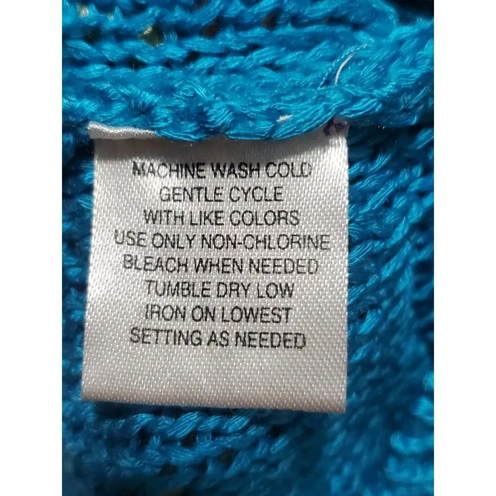 Love By Design Women Blue Acrylic Long Sleeve Buttons Front Knit Cardigan Size L - Image 10