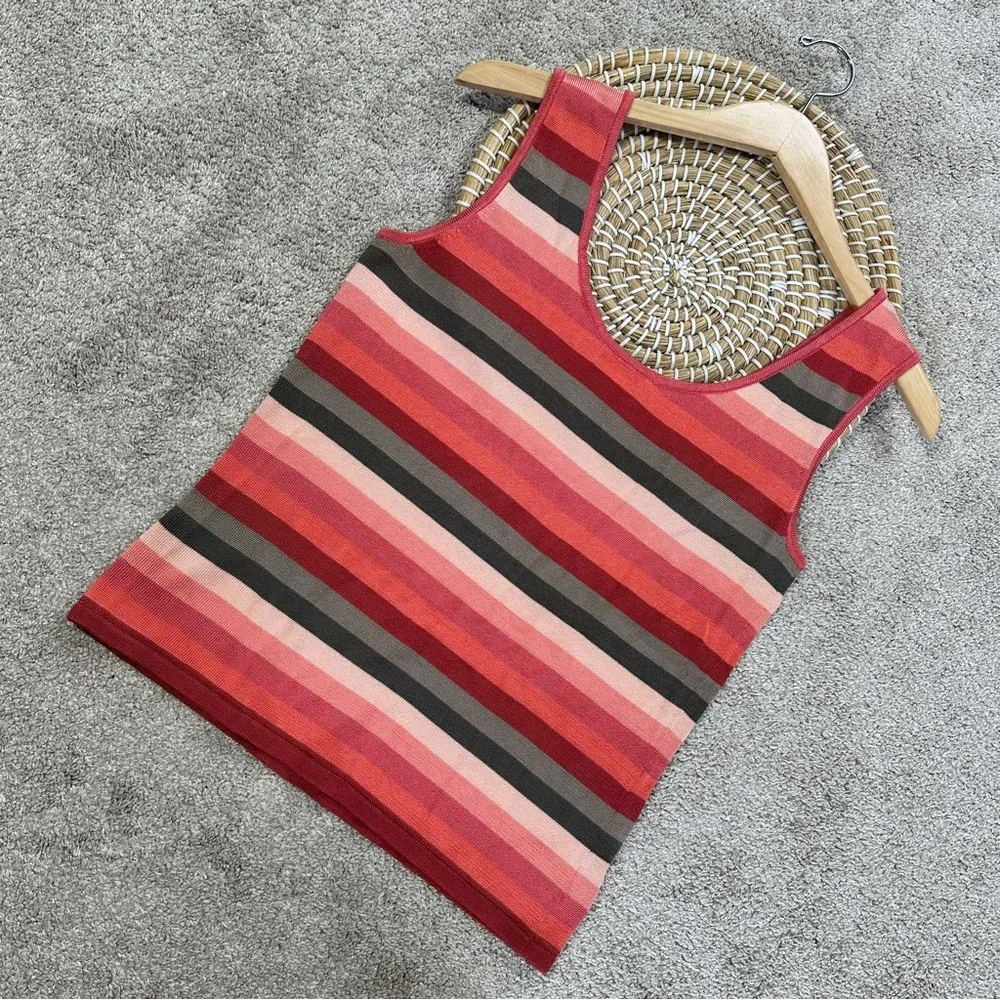 Talbots Women’s Vintage Y2K Striped Retro Knit Tank Top Sleeveless Multicolor S - Image 4