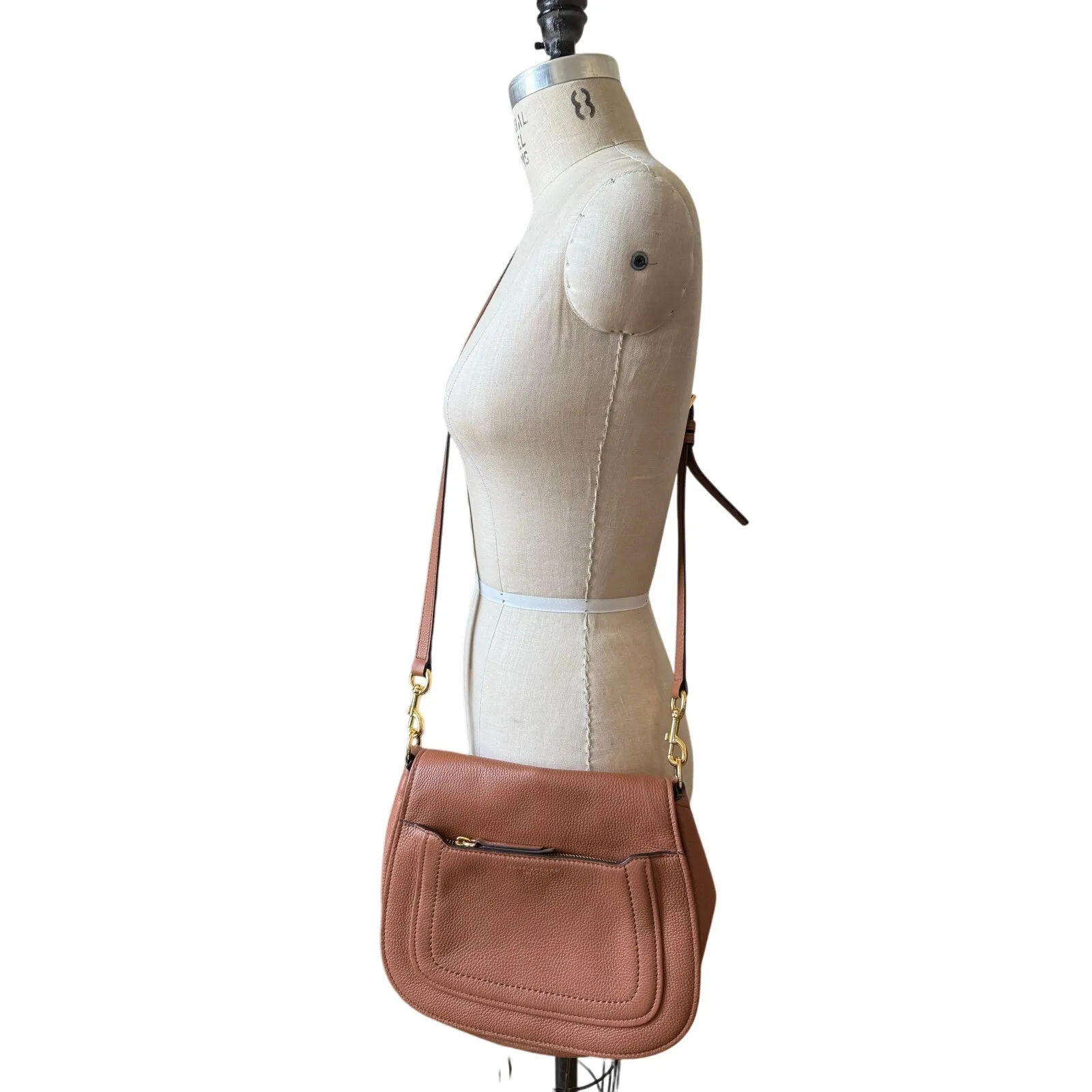 Marc Jacobs Large Brown Pebbled Leather Saddle Bag - Image 6