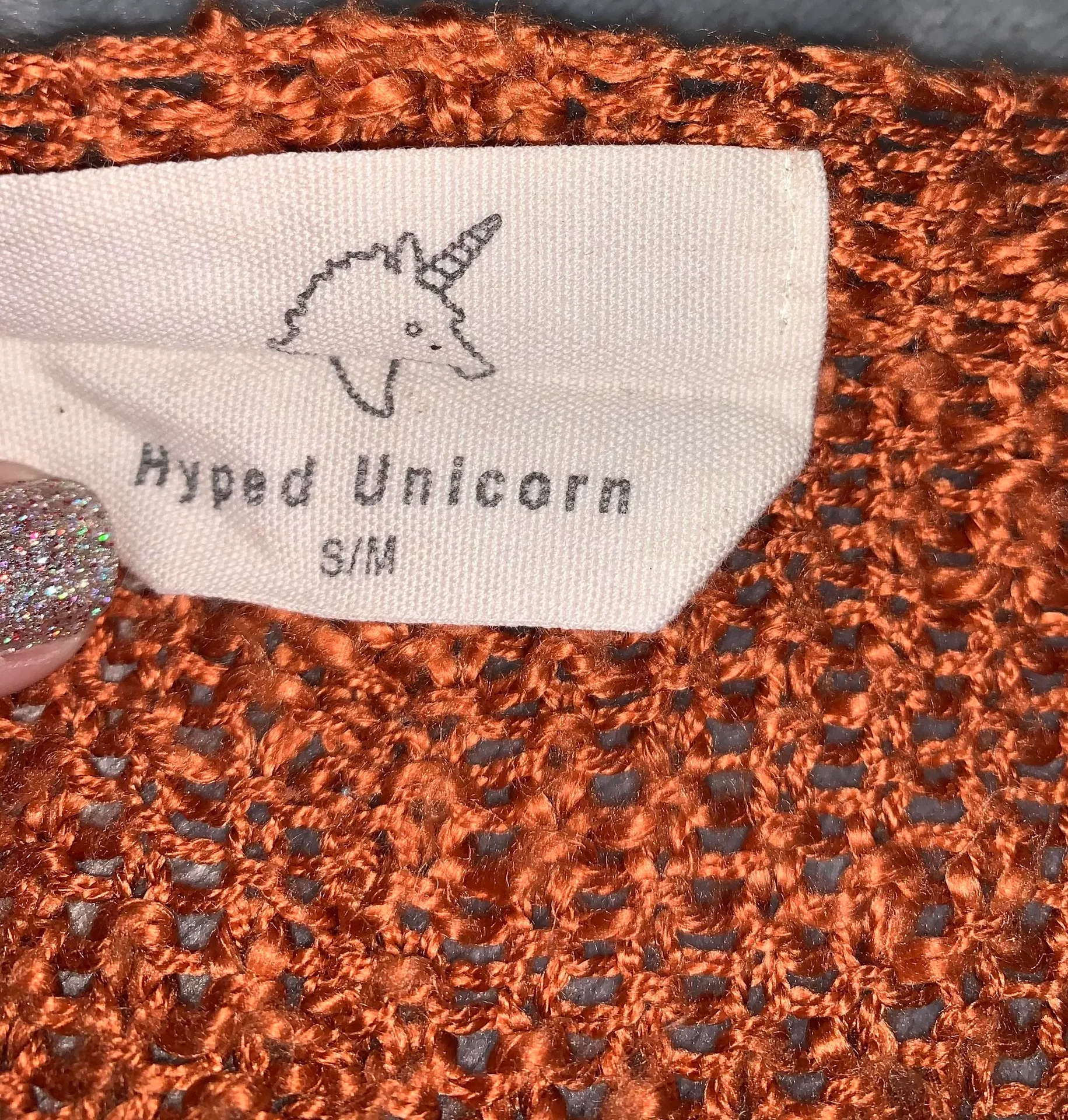 Hyped Unicorn Burnt Orange Open Knit Sweater - Image 3