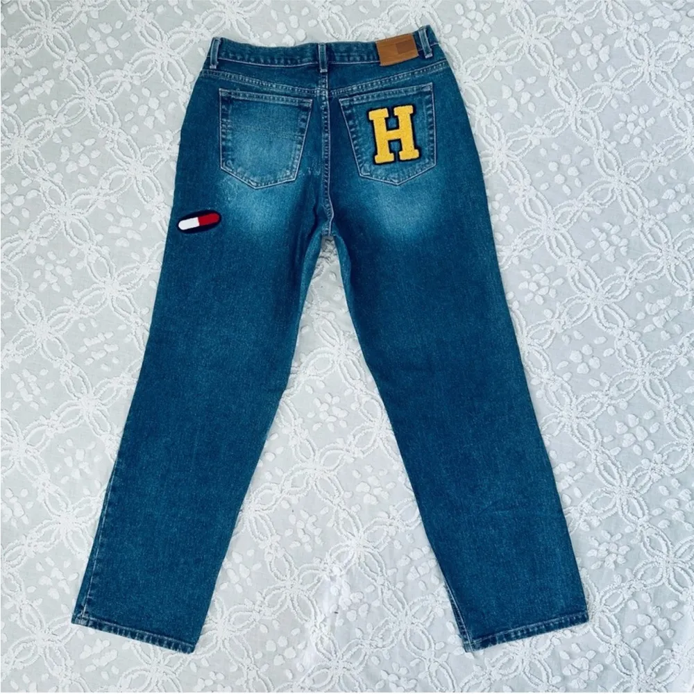 Y2K  Jeans Denim Letterman Patches Embroidered Academia Monogram - Image 2