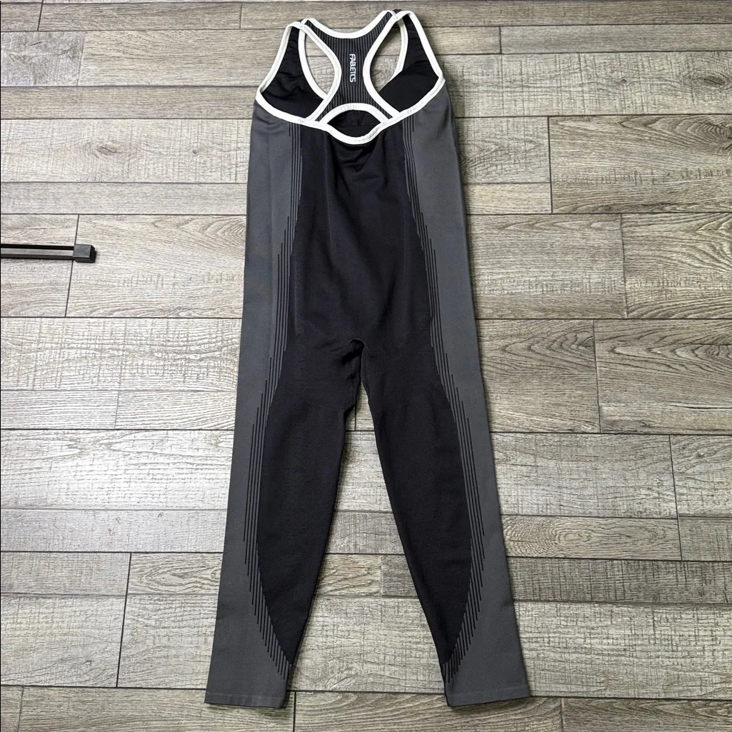 Fabletics Motion 360 Racerback Black and Gray Jumpsuit - Image 2