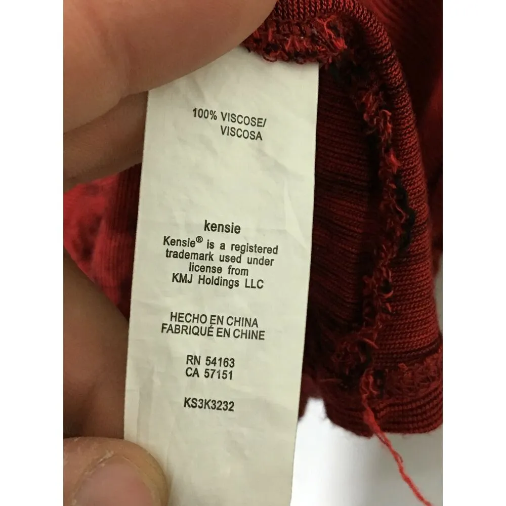 Kensie Shirt Red Black Striped Asymmetrical Rayon Stretch Top Womens Medium M - Image 5