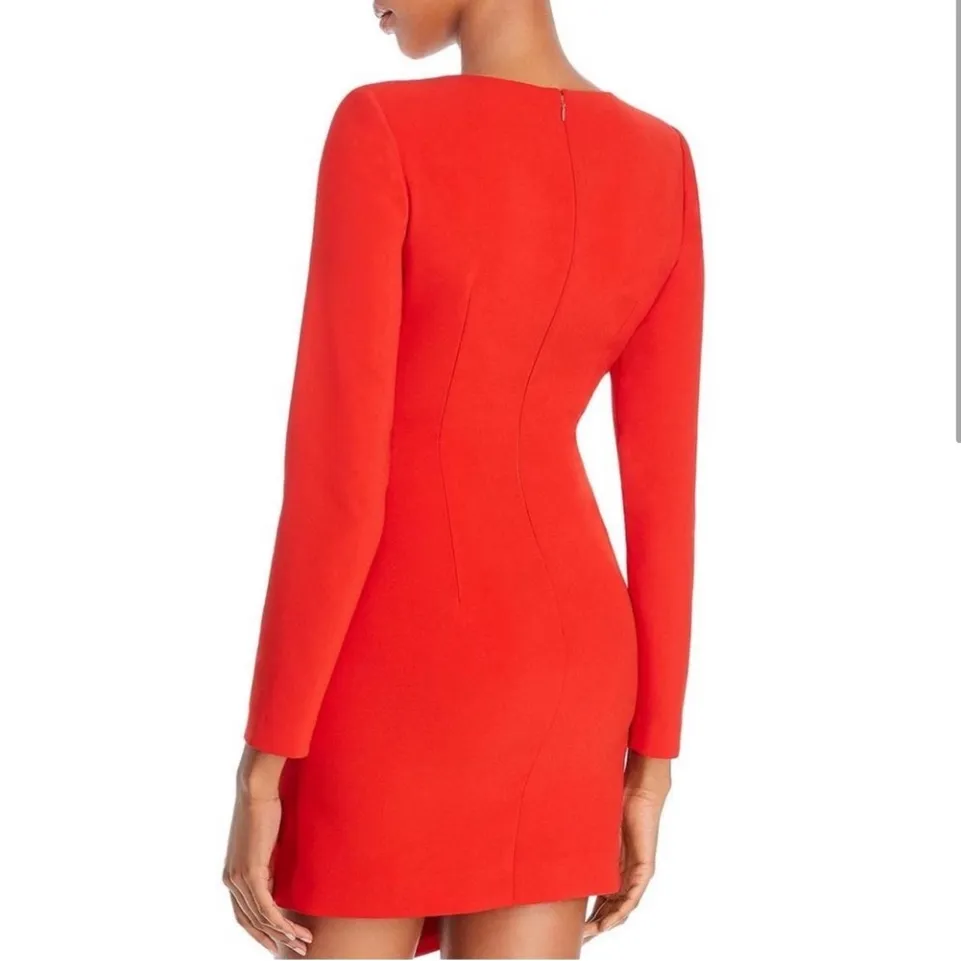 LIKELY Dani Dress Scarlet Red Mini Wrap Long Sleeve Cocktail Party Dress Size 2 - Image 2