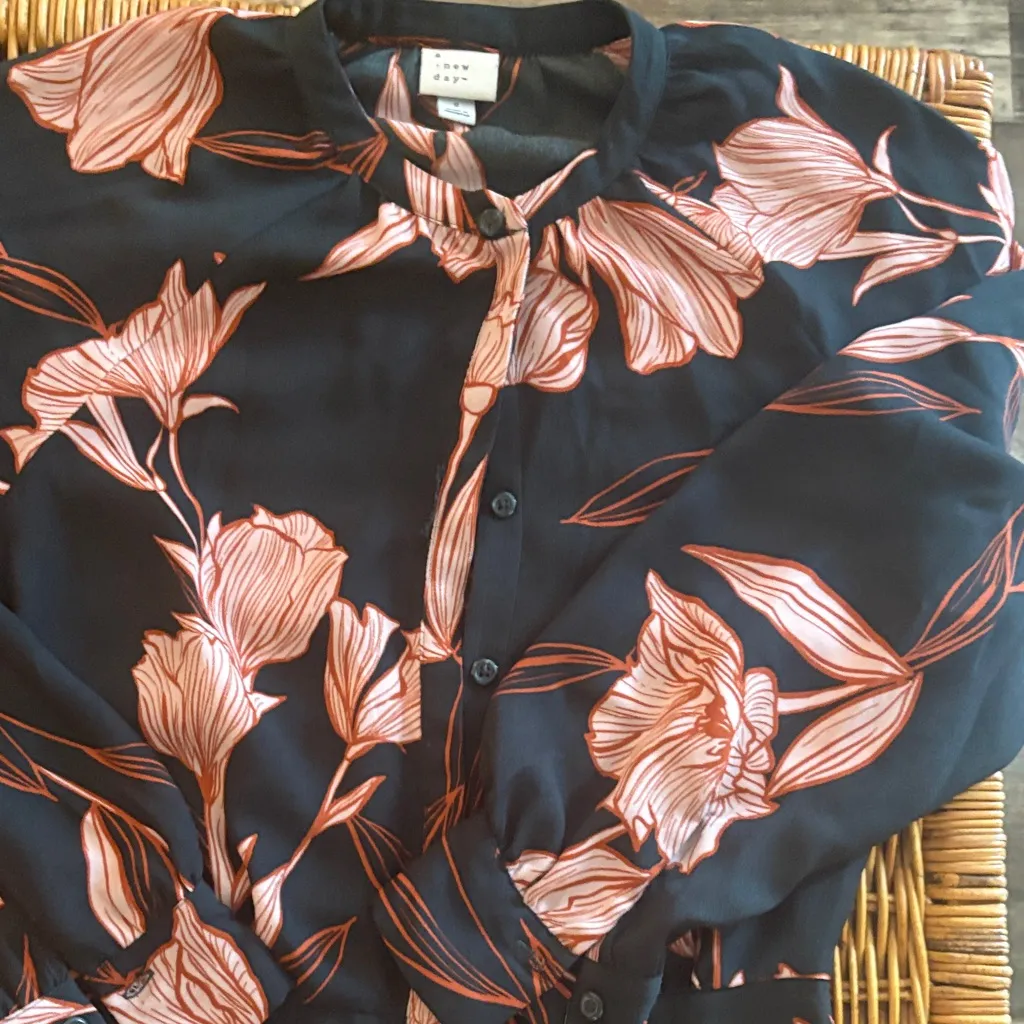 A New Day Navy Dress with Pink and burnt orange Floral Design - Image 4