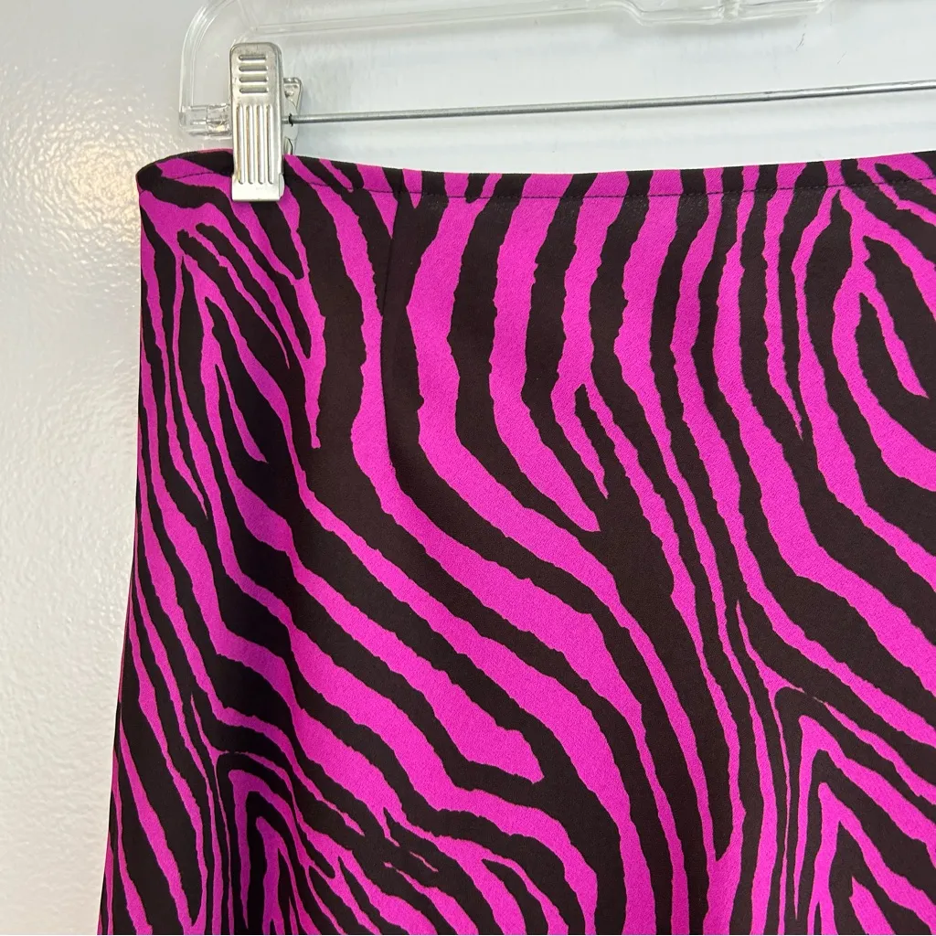 Vintage Express Pink Zebra Flowy Knee-Length Animal Print Skirt Size 9/10 MED - Image 4