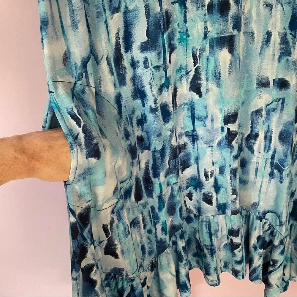 LOGO by Lori Goldstein QVC PL Regular Rayon 230 Elbow Sleeve Dress in Blue Glass - Image 5