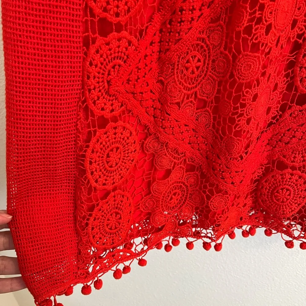 Tularosa Clayton Crochet Pom Dress Red Revolve Small Blogger Favorite - Image 10