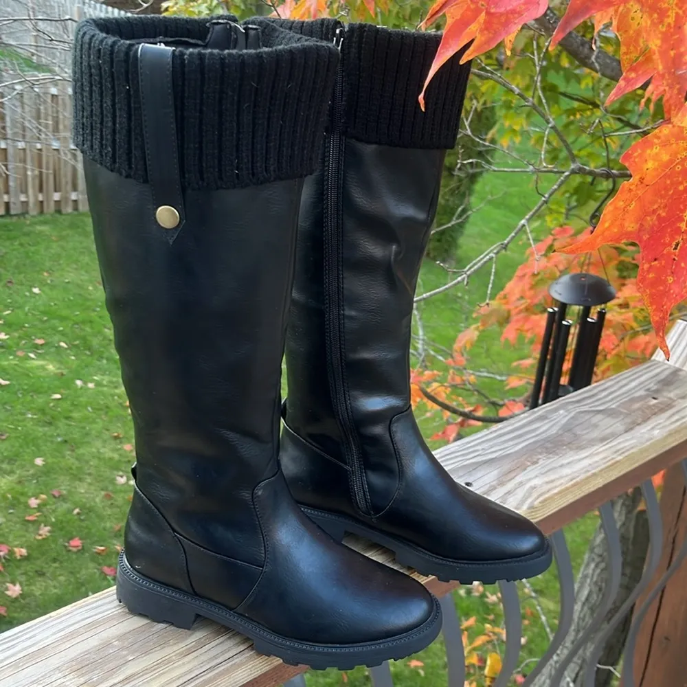 JF fold over lug sole black boots brand new size 8.5 comfort lined chunky - Image 10