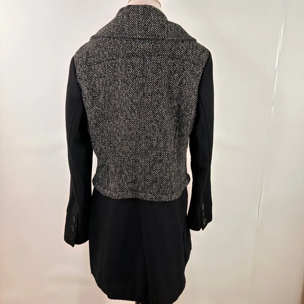 Guess Women's Wool Blend Tweed Moto Zip Pleated Jacket Size Large - Image 5