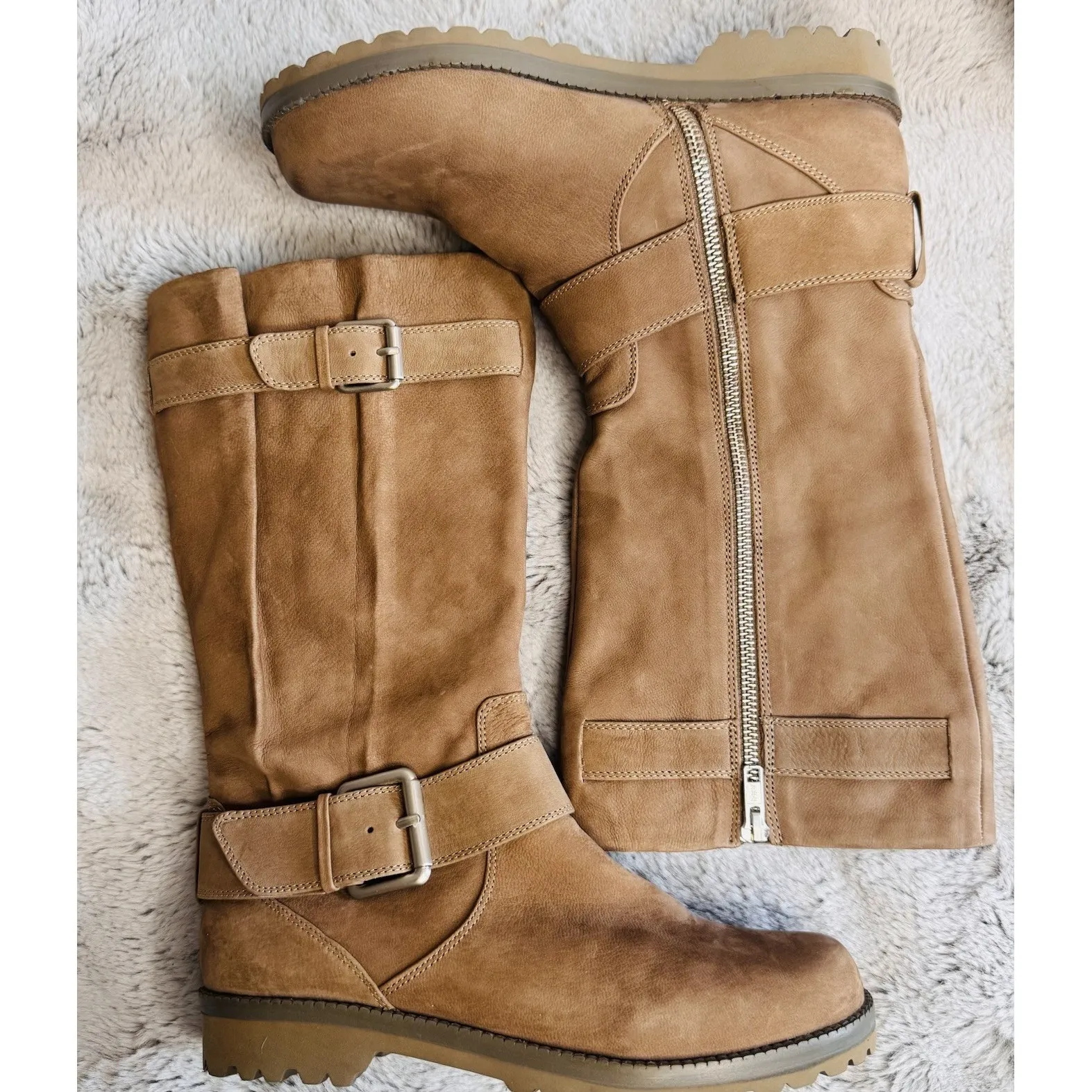 Gentle Souls by Kenneth Cole Women's Buckled Up Moto Boot Size‎ 7M Tan Brown - Image 2