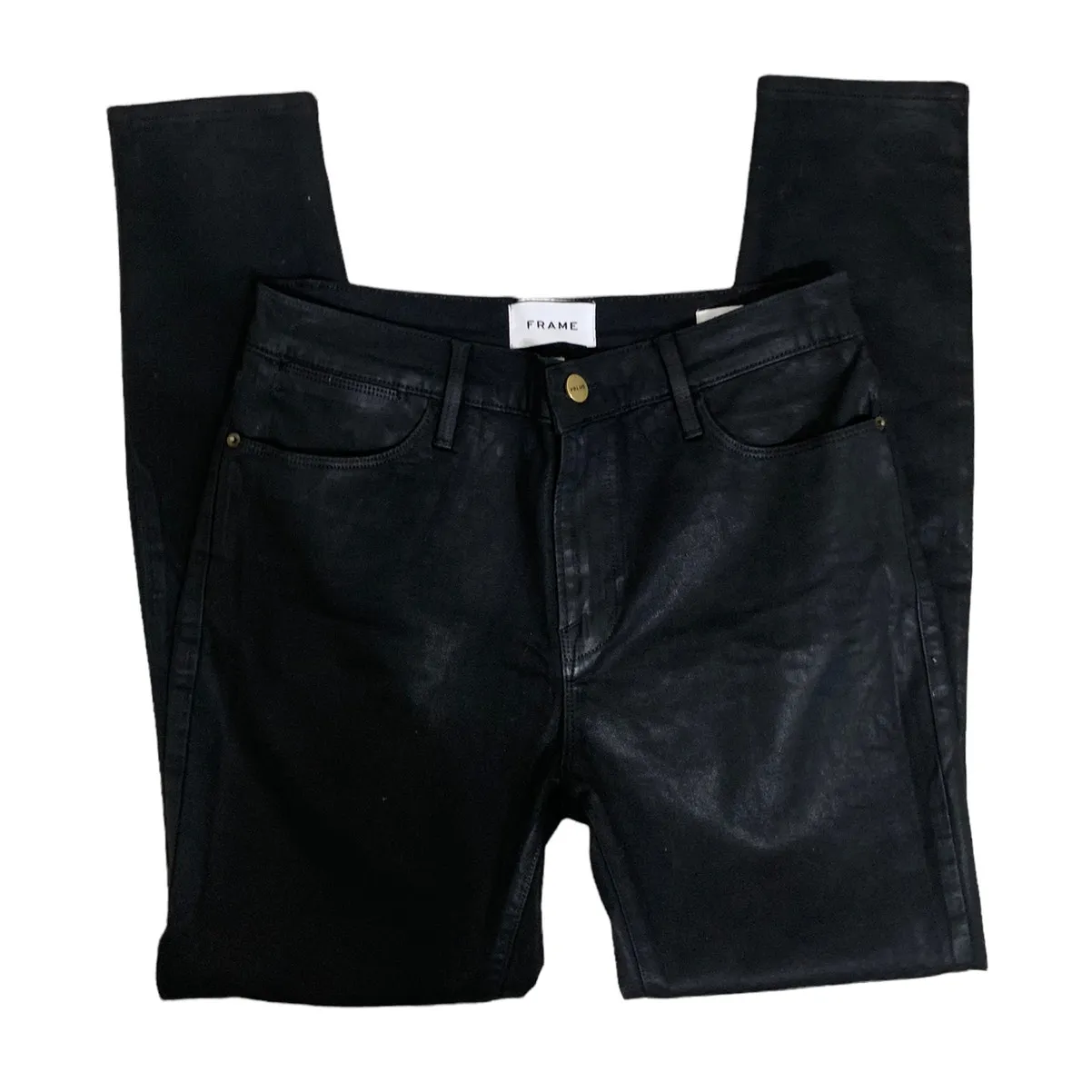 Frame le high skinny Noir coated denim skinny jeans size 28 NEW‎ $240 - Image 3