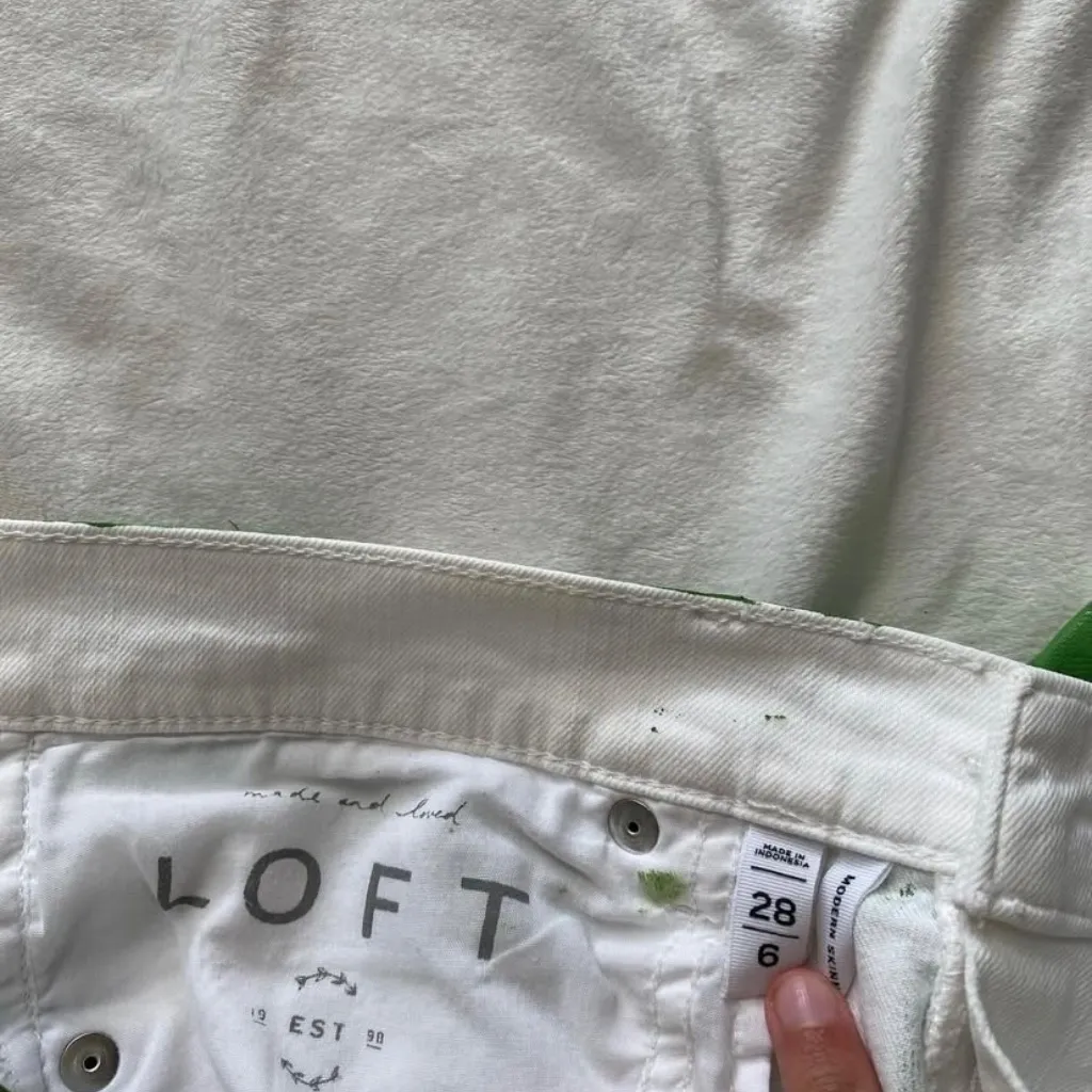 green and white checker painted LOFT jeans - Image 3